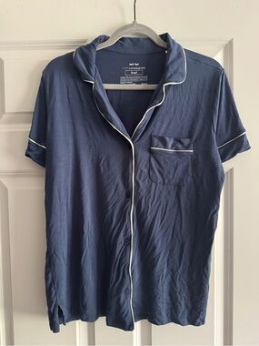 Little Sleepies Navy Short-Sleeve Button-Up Shirt TOP ONLY new without tags